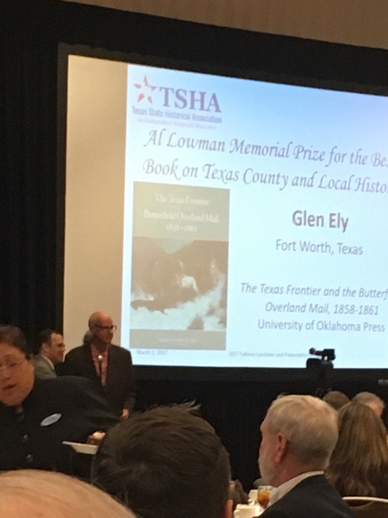 KentCalder's tweet photo. @OUPress Glen Ely wins Al Lowman Memorial Prize for Texas Frontier at #TSHA2017. Congratulations, Glen! https://t.co/JqN82OwZsl