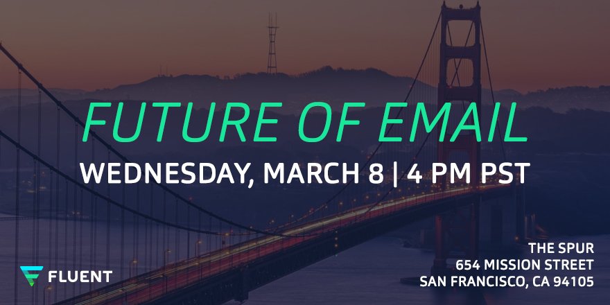 Fluent_HQ's tweet photo. The #FOE2017 tour kicks off next Wed in San Francisco! Join Fluent, @Liveclicker, @EmailAptitude &amp; @returnpath 3/8! https://t.co/s1dPhr3jdC https://t.co/CrwCD3v2GO