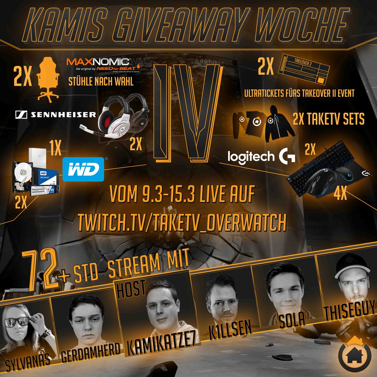 Kami_katze7's tweet image. Auf gehts ab gehts Kamis Giveaway Woche 4 startet am 9.3 mit einen 72H Stream mit @LoLSola @k1llsen @Sylvanas_sc2 @DJ_Energizer @LiquidGerd