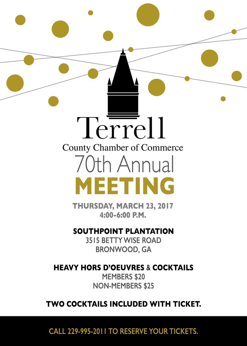 TerrellCountyGA's tweet image. Our Annual Meeting is just around the corner! Call 229-995-2011 or e-mail tccc@windstream.net to RSVP!