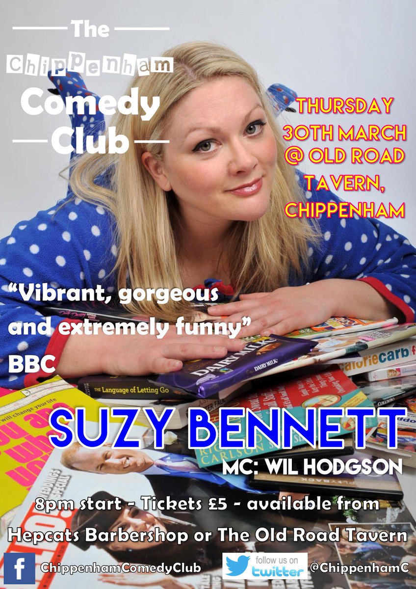 The return of another comedy great to #ChippenhamComedyClub it's <a href="/FunnySuzyB/">Suzy Bennett Shambrook</a> on March 30th <a href="/OldRoadTavern/">Old Road Tavern</a> 8pm start tix £5 from the bar