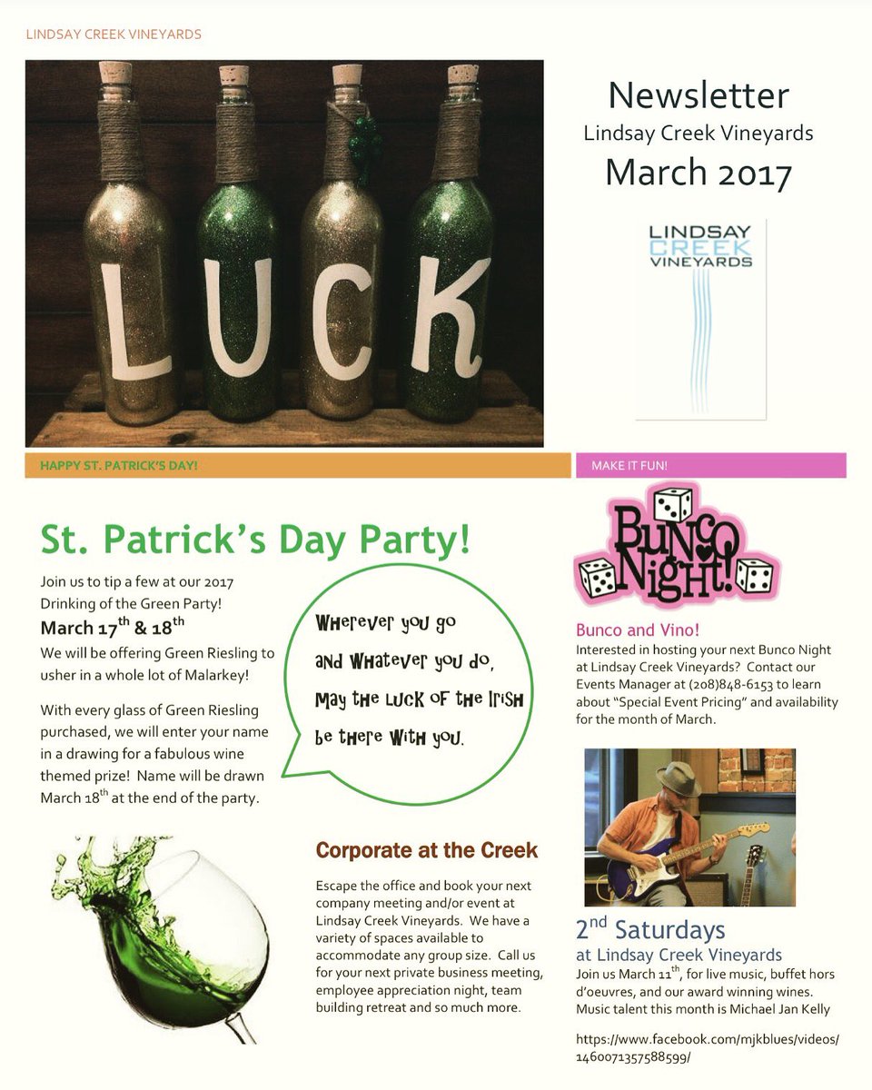 Visit our website at lcvineyards.com to view our entire newsletter and keep up-to-date on What's New at the Creek