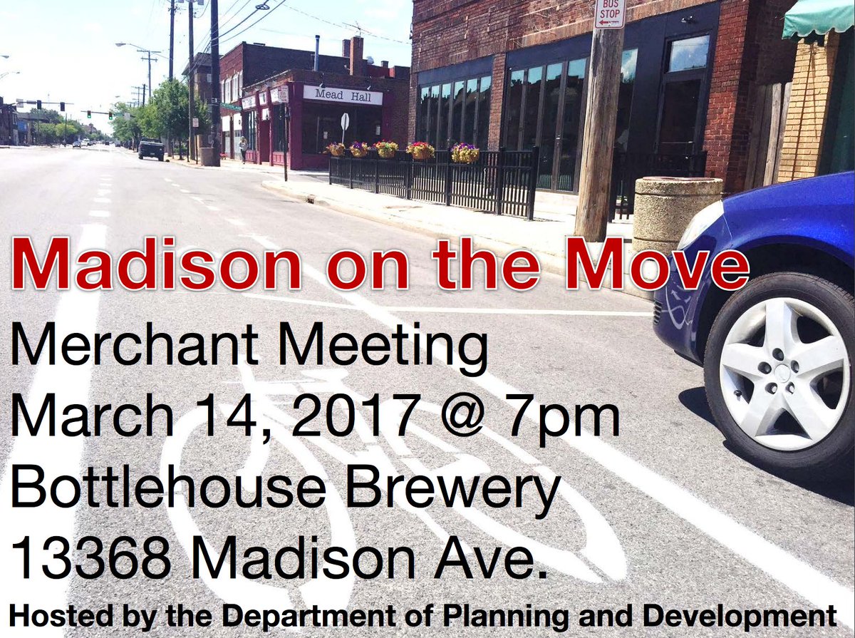 Own a business on Madison Ave? Join us for a corridor update & vibrant discussion @BottleHouse1 at 7 pm March 14. #MadisonOnTheMove #1LKWD