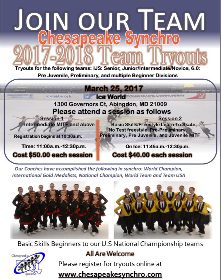 Tryouts for Chesapeake Synchro #synchro