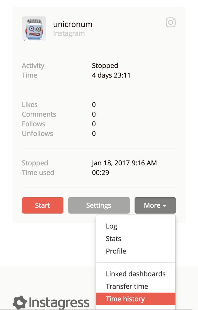 instagress's tweet photo. 📢 Tip of the day: Visit your Time History page from your Dashboard to see a breakdown of your Time usage on Instagress https://t.co/7jdUw66lKV