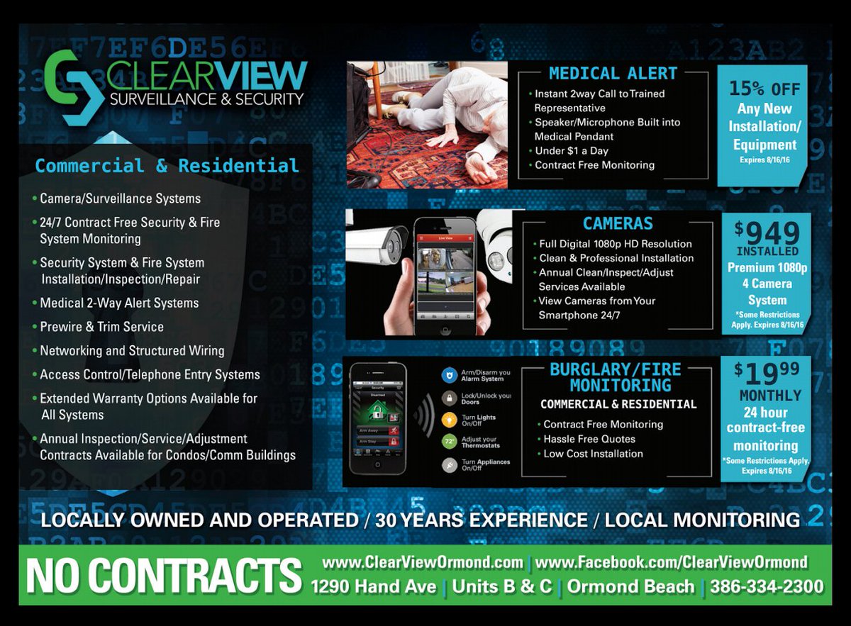 clearviewormond's tweet photo. CLEARVIEW SURVEILLANCE &amp; SECURITY
Locally owned and operated / 30 years experience
386.334.2300 https://t.co/2ya7iJCIMm