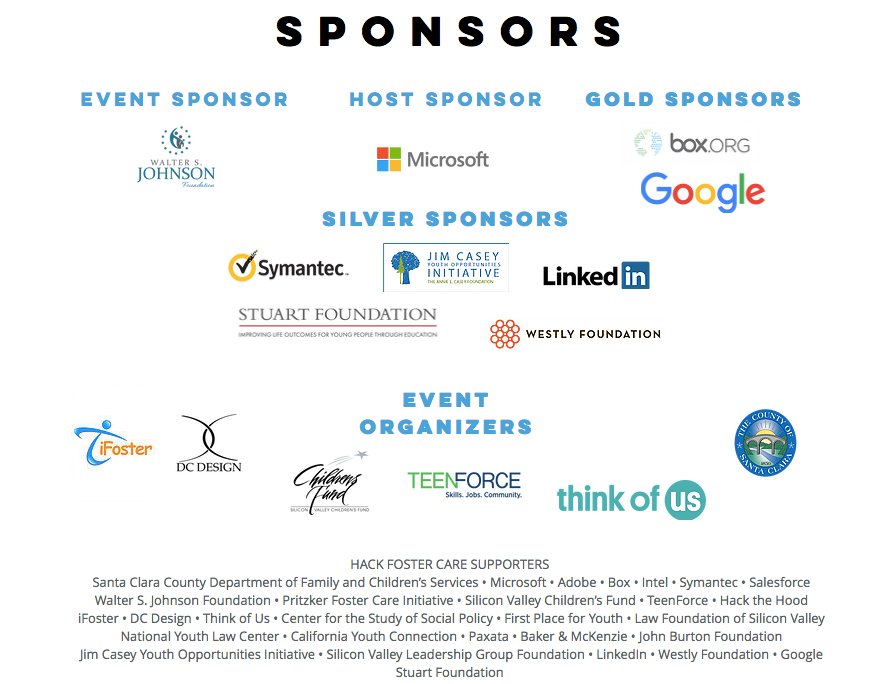 FosterCoalition's tweet image. So grateful to these generous orgs that sponsored #hackfostercare #gratitude #fostercare Go #tech