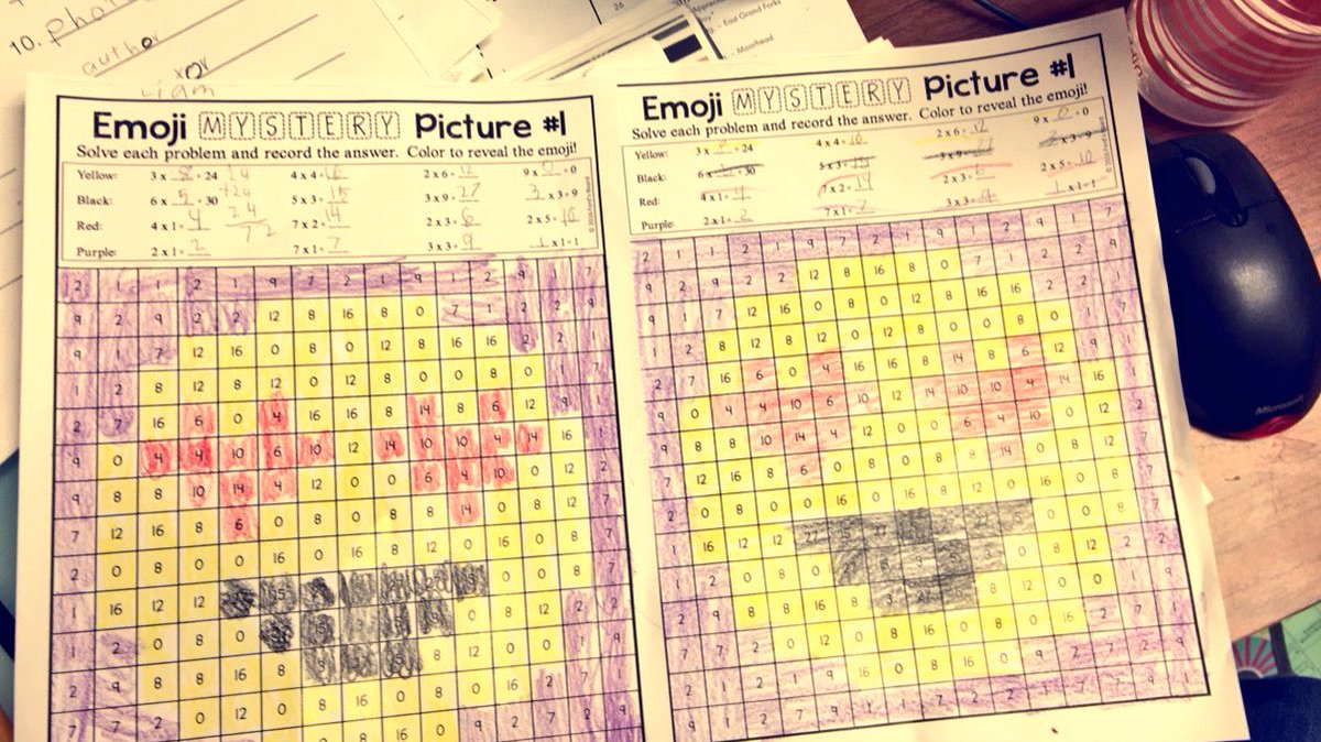 Emoji Mystery Pictures 😍 #multiplicationfun #millersmonkeybusiness