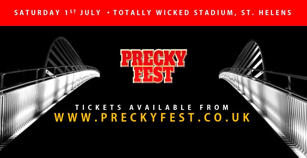 StevePrescott1's tweet photo. It's here! Our 10 Year Anniversary Event. @preckyfest is on 1st July  @twstadium, hosted by @JohnnyVegasReal. https://t.co/ZiDZlOTg5b https://t.co/ygHxFfC7pP