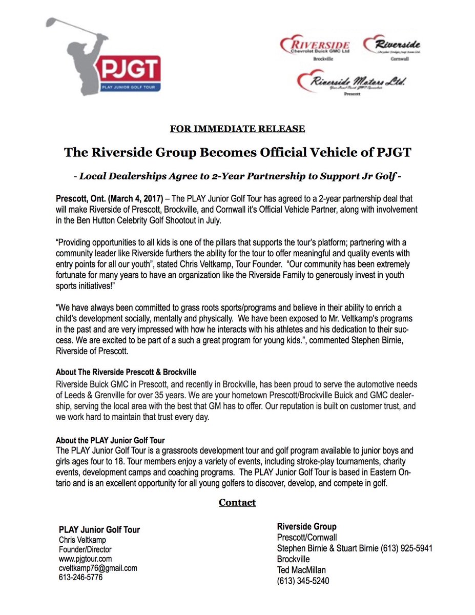 playjrgolftour's tweet photo. Official Press Release
@GmRiverside 2-year Partnership
#OfficialVehiclePartner https://t.co/c4CoxVeoKQ
