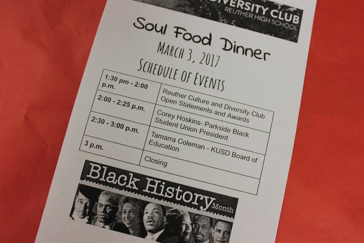 ReutherBulldogs's tweet photo. Reuther's first annual Black History Month Soul Food Dinner was a huge success!  Thanks for participating!  #WeAreReuther https://t.co/fM5swrBTE8