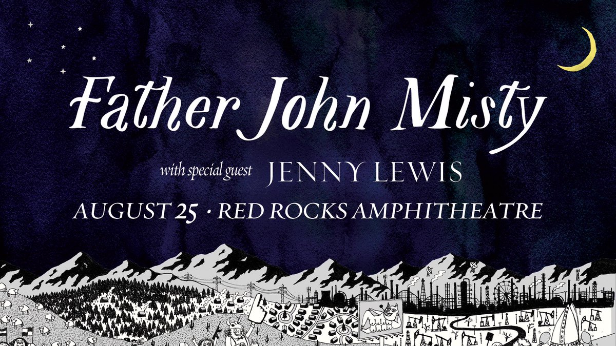 NEW SHOW: Father John Misty with <a href="/JennyLewis/">jenny lewis</a> #RedRocksCO

📅: Aug. 25
⏰: 7:30pm
💻: redrocksonline.com
On sale: Mar. 17
