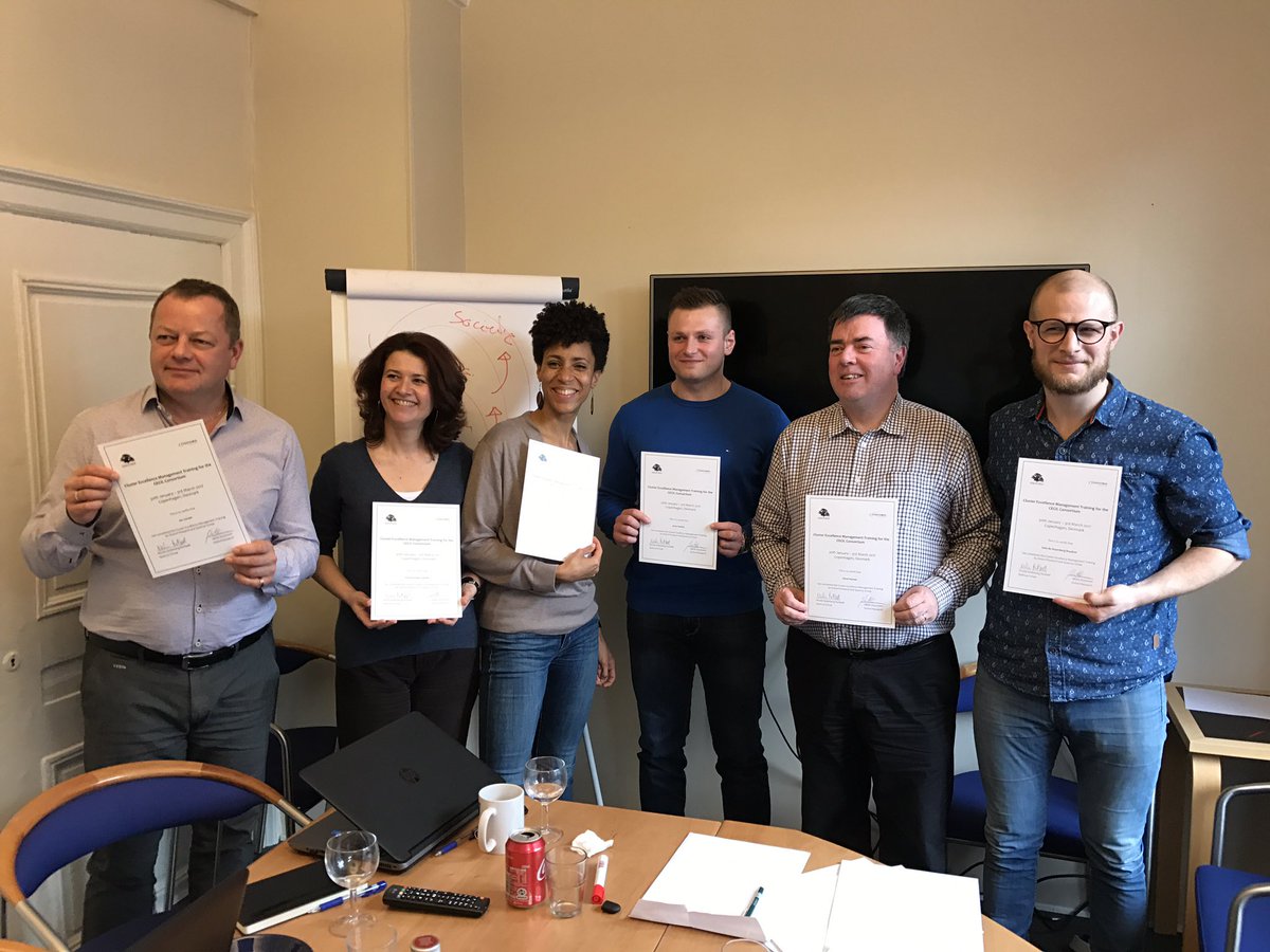 6 wonderful Cluster managers from 5 EU nations recieving #Cluster Excellence Management training certificates <a href="/QuercusGroup/">Quercus Group</a> <a href="/oxfordresearchn/">Oxford Research AS</a>