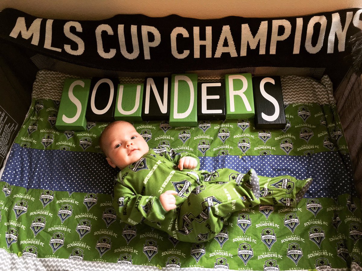 savage_hart's tweet photo. This dude can't wait to watch his first @SoundersFC game this weekend! #FutureSounder #BabiesFirstGame #ImToldILikeSoccer #SawyerSavage https://t.co/KL2gaG0CC6