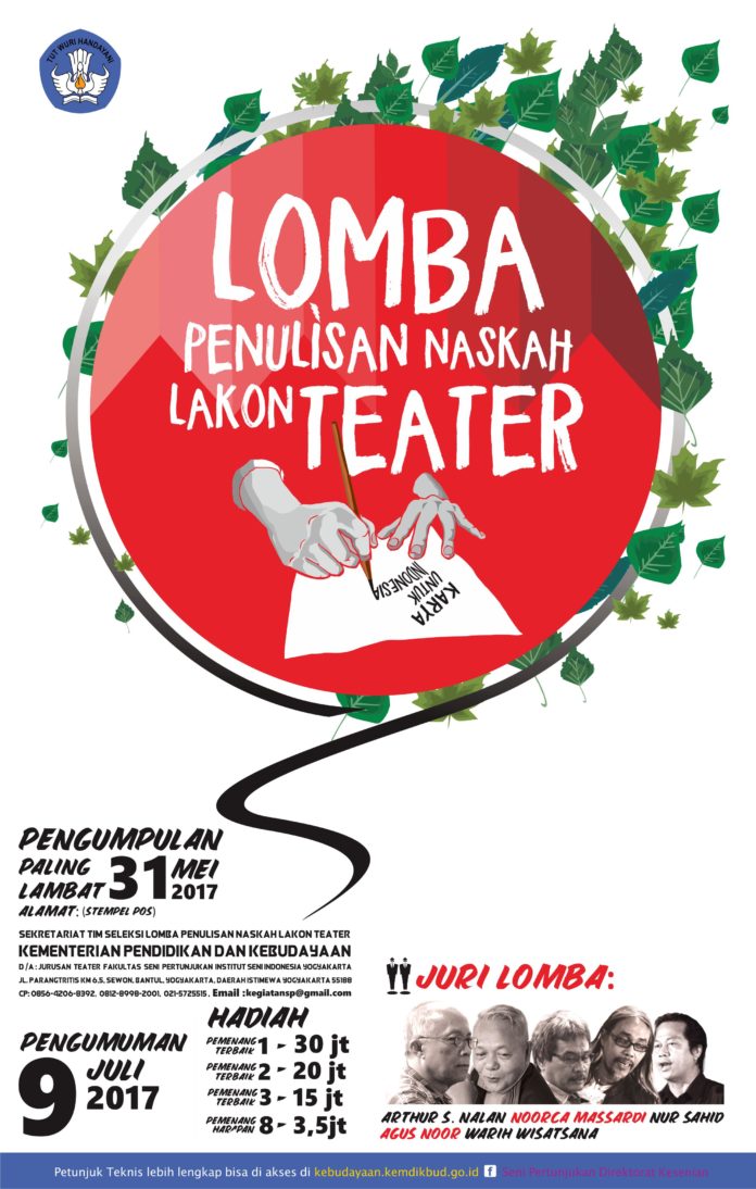 kemenbud's tweet photo. Ayo sahabat budaya yang suka teater buruan daftarkan naskah teaternya dilomba penulisan naskah lakon teater https://t.co/xklzw2BhfY https://t.co/6mnwiwODa5