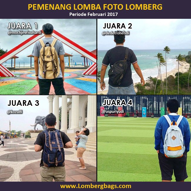 Selamat kepada pemenang lomba foto Lomberg Februari 2017. Detail lengkap tas Lomberg dapat dilihat di Lombergbags.com #lombergbags