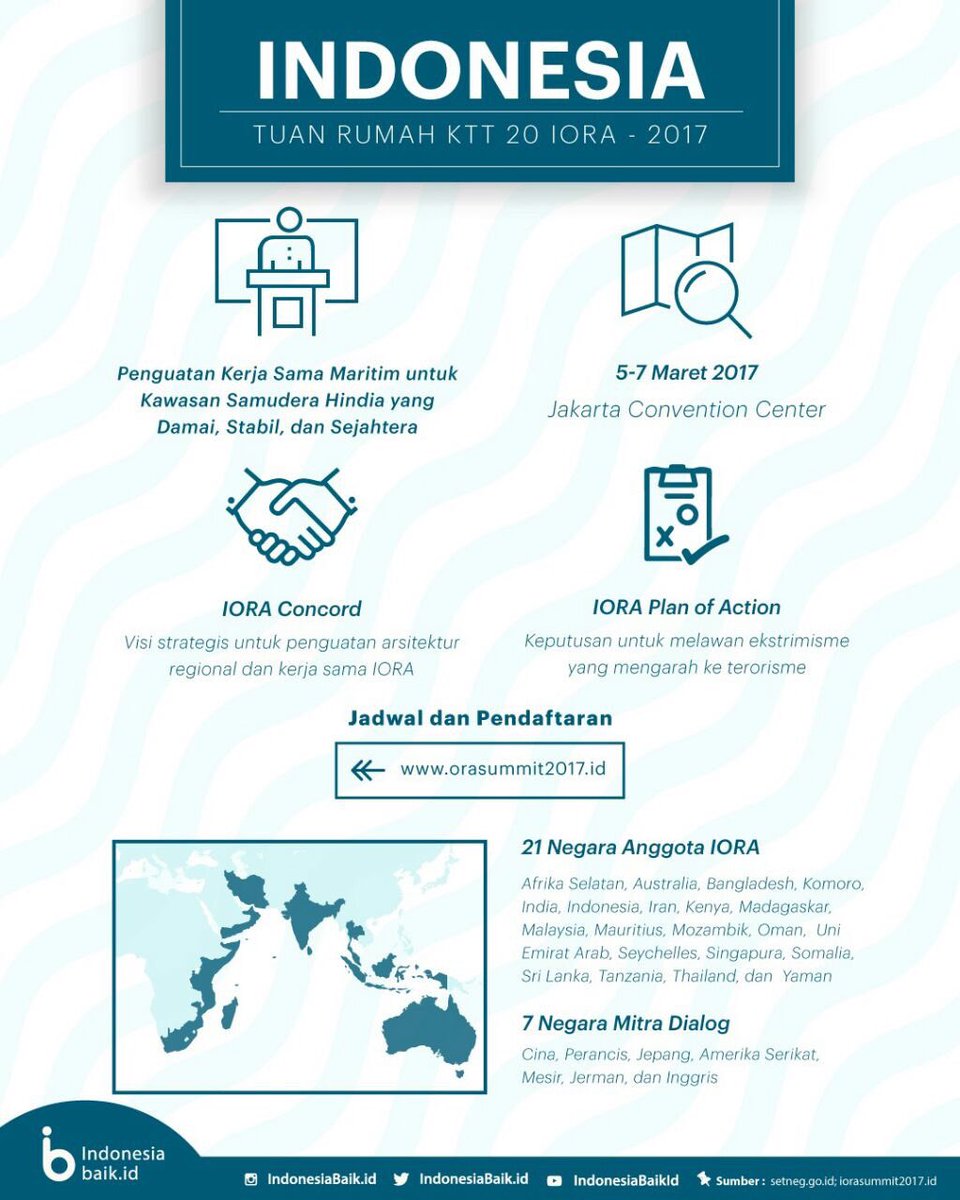 bkpm's tweet image. 21 Negara yang tergabung di IORA menyumbang 30% PDB dunia, 17% Penanaman Modal Asing. Indonesia tahun ini menjadi tuan rumah KTT #IORA2017