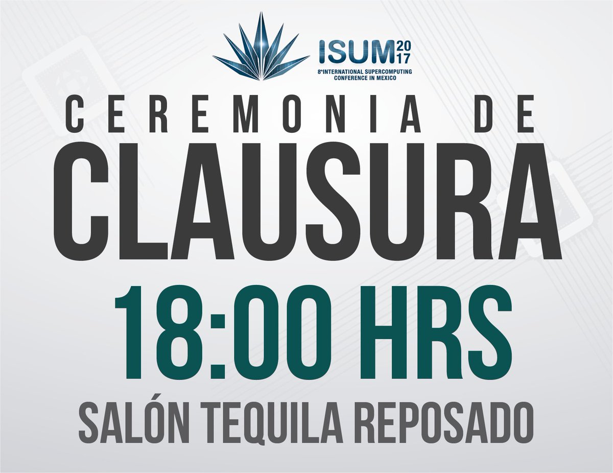 ISUM_SC's tweet photo. A punto de comenzar la Ceremonia de Clausura de #ISUM27 #PonteLaPlayera #SupercomputoMX 
En el salón Tequila Reposado https://t.co/TgRyzjsNdH