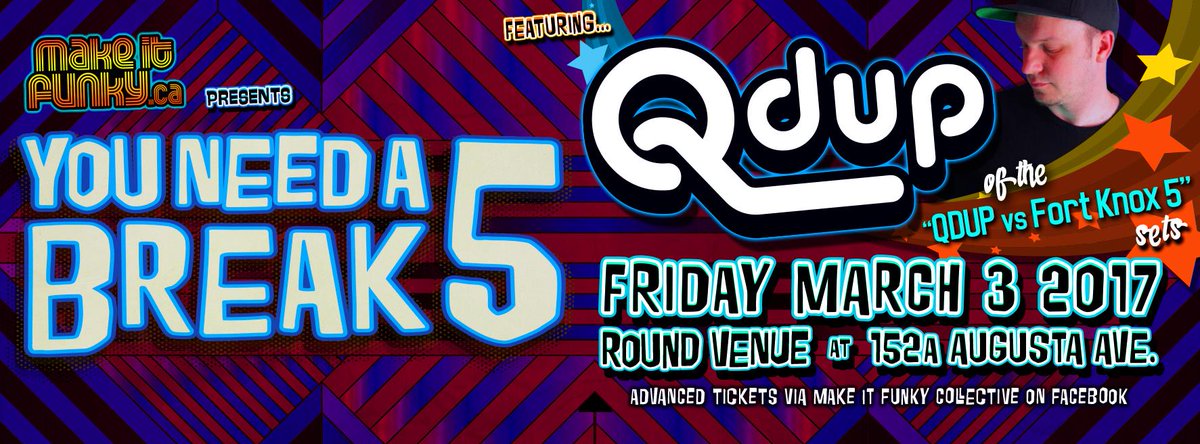 nufunk's tweet photo. Tonight #Toronto! @QdupMusic of @FortKnoxRecs + @MartyMcflythedj @PuckerFunk @Farbsie at @ROUNDvenue #funky #breaks https://t.co/HZphgeLUPm https://t.co/N1zWbNADpH