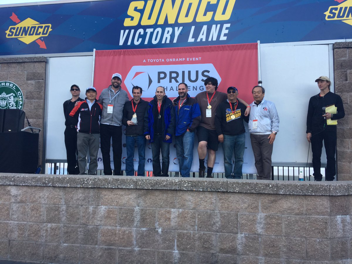 ToyotaResearch's tweet photo. Best MPG award goes to El Diablo for achieving 211 MPG in the #PriusChallenge! #Onramp2017 https://t.co/BTuS3eUwDv