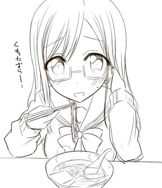 横浜で念願のラーメンを食べるメガネ花丸ちゃん 