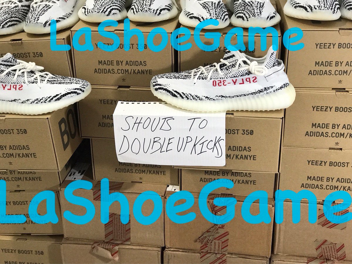 lashoegame's tweet photo. @DoubleUpKicks coming 
thru BIG! on the Adidas Yeezy Zebra 350 thank u man. https://t.co/vBOJPTcrQL
