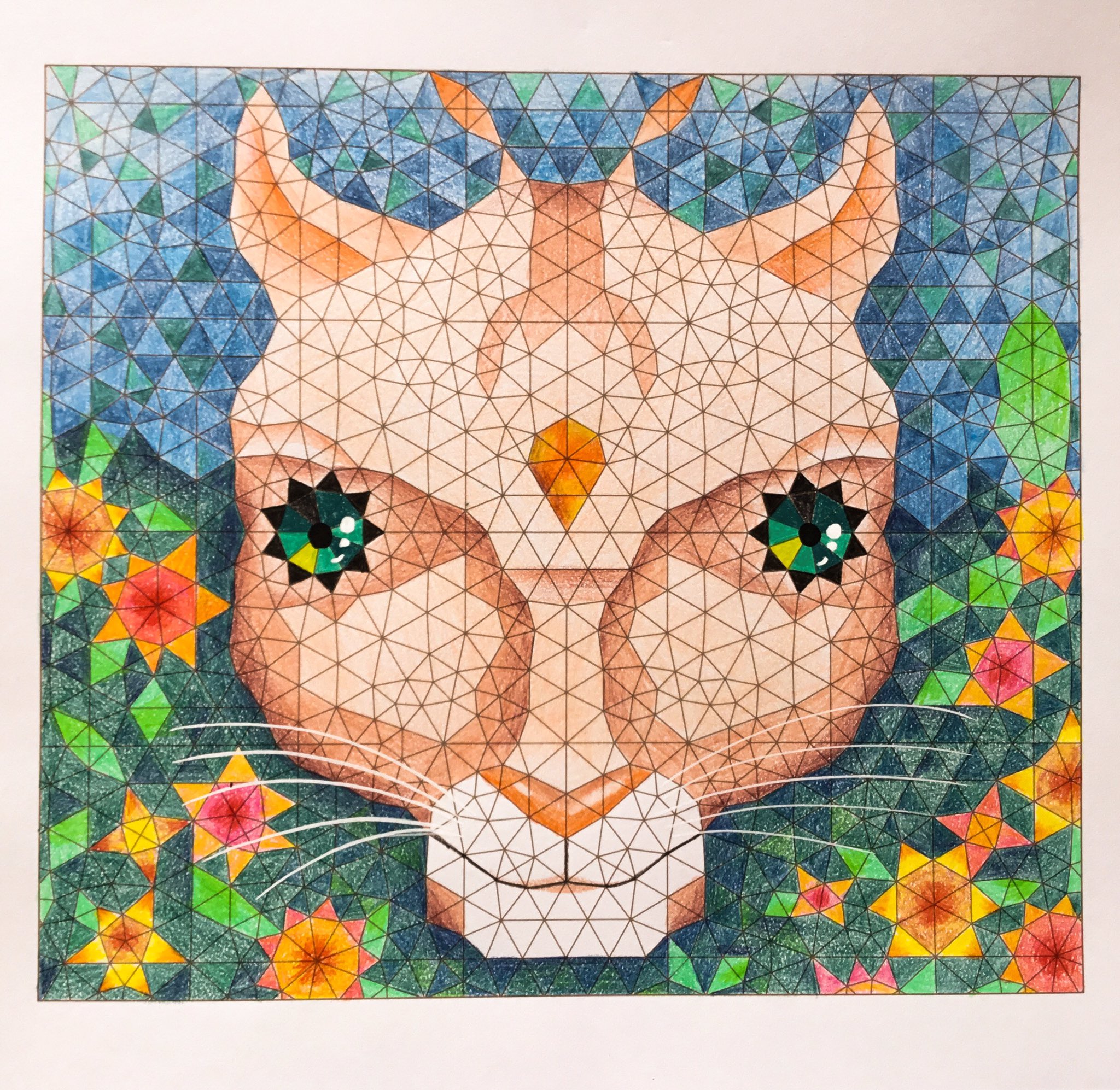 鬼太郎姫 塗り絵1枚完成 はじめてのアルテアデザイン 幾何学模様のカラーリングブック より 66ページ アルテアデザイン コロリアージュ 大人の塗り絵 Adultcoloringbook T Co N1khttgz6j Twitter