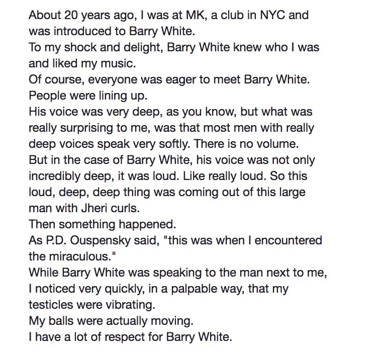 Here is my Barry White story