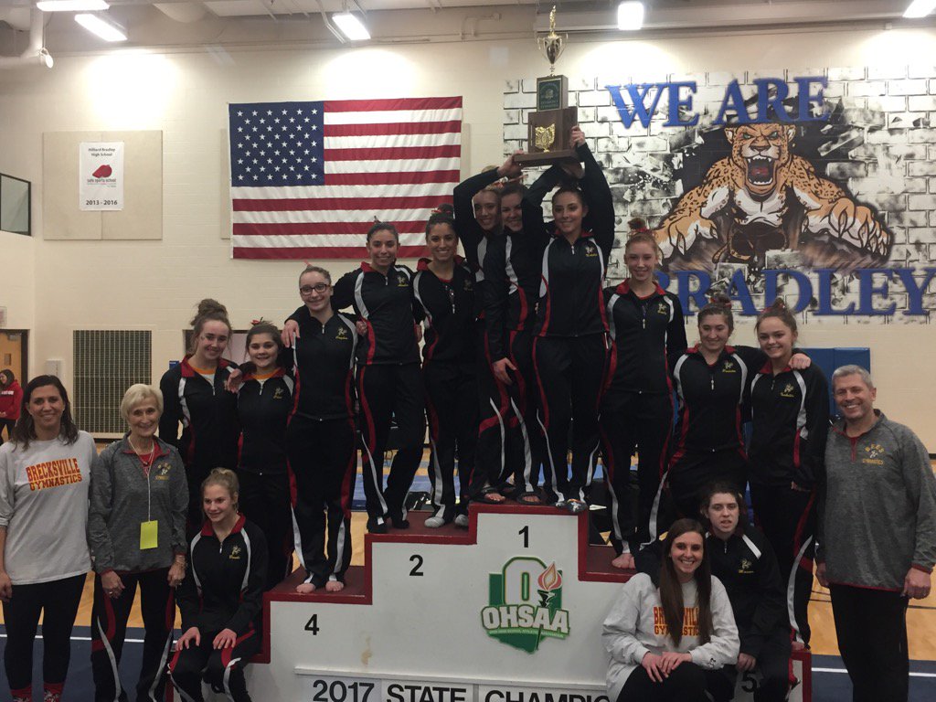 Our 2017 OHSAA State CHAMPION Bees Gymnastics Team! 🐝 17 in '17, 14 straight! #Dynasty