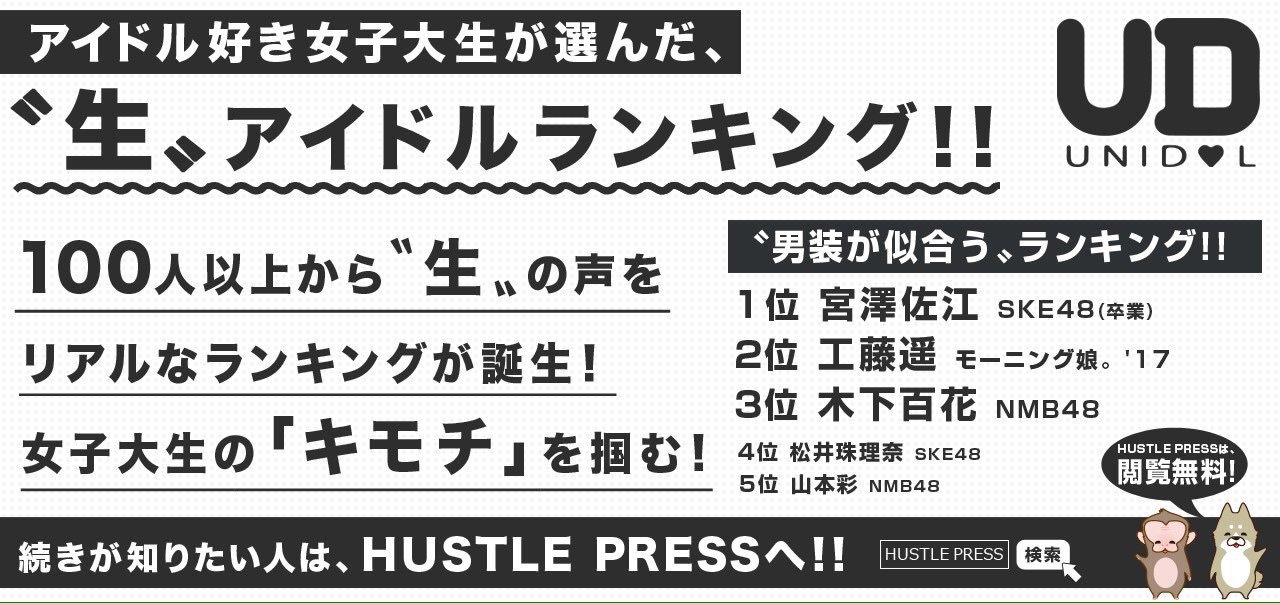 Unidol実行委員会 連載企画更新 アイドル好き女子大生が選んだ 生 アイドルランキング 第26回は 男装が似合うと思う アイドルランキングを発表 男の子顔負けのかっこいいアイドルに注目です 女子はこういうに弱いんです T Co