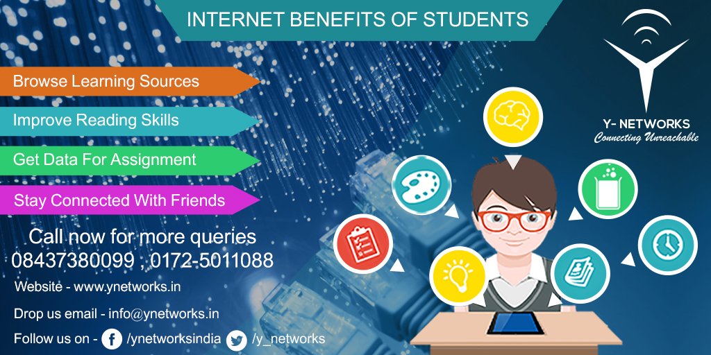 y_networks's tweet photo. Being connected to fast #Internet means greater access to #Information, and with broader access #Students have 100 times the possibilities. https://t.co/C76dw8HeOw