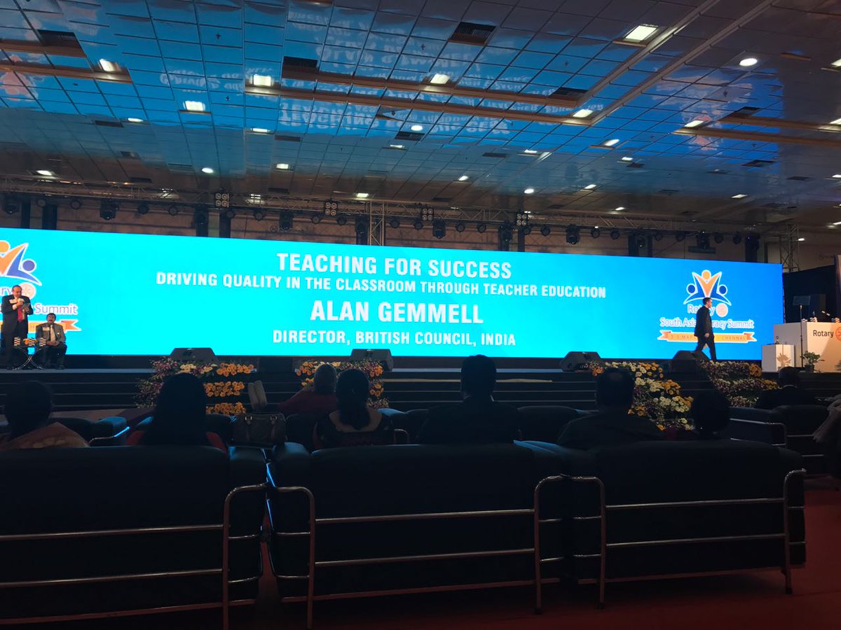 prajeswari's tweet photo. .@alangemmell spks on @inBritish work w #schools, imp of teacher empowerment &amp; ambitions fr 2020 to  2000+ aud @Rotaryteach  #Chennai summit https://t.co/l0iTPNwqaP