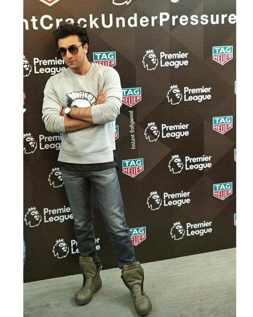 InstantBollywood on X: Ranbir Kapoor for Tag Heuer Event in Burberry  Sweatshirt & Rick Owens Shoes. #TapForCredit…    / X