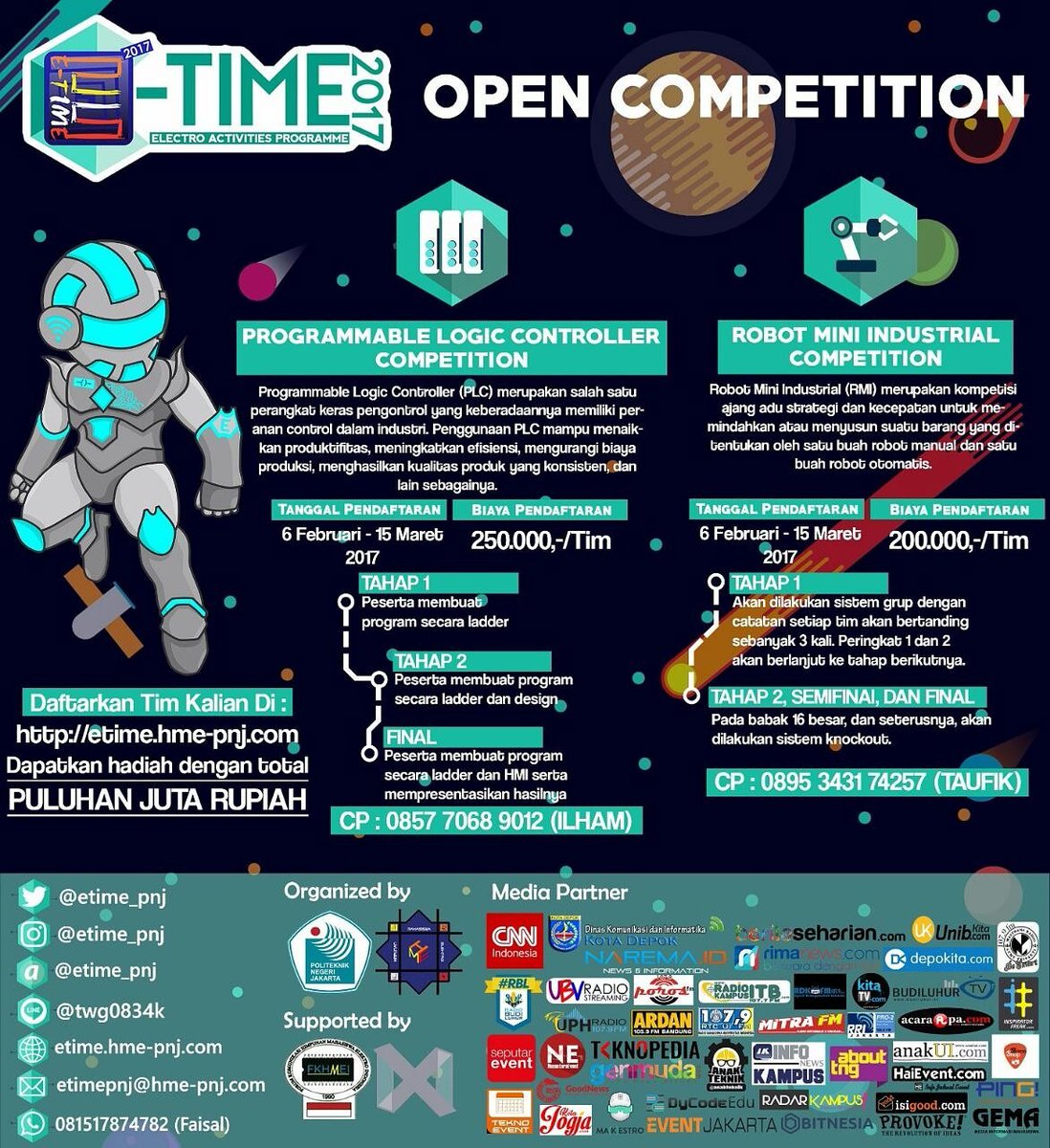 sofia_narulita's tweet photo. *[ E-TIME 2017 ]*

Himpunan Mahasiswa Elektro PNJ proudly presents:

                    *E-TIME 2017*
    (Electro Activities Programme) https://t.co/KscECZoz6H