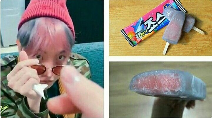 jhopebfs's tweet photo. جيهوب قال ان ذا الايسكريم الي يشبه شعره 😂💜. https://t.co/4BGRr6Q3rz