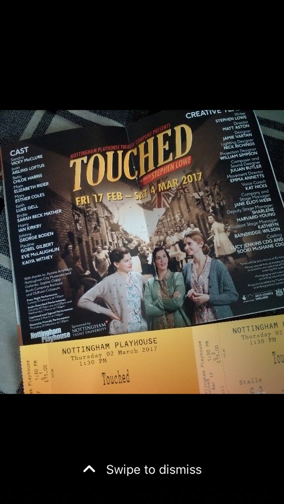 Emmann2's tweet image. Thinking of the amazing cast of #Touched for their final shows @NottmPlayhouse