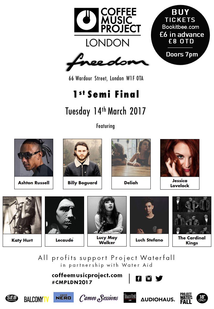 cameosessions's tweet photo. Go on line now &amp;get your £5 earlybird TKTs 2support these talented acts in @coffeemusicpro at @freedombarsoho 14/3  https://t.co/n7bQ4oV6xg https://t.co/4UqBbYdDj1