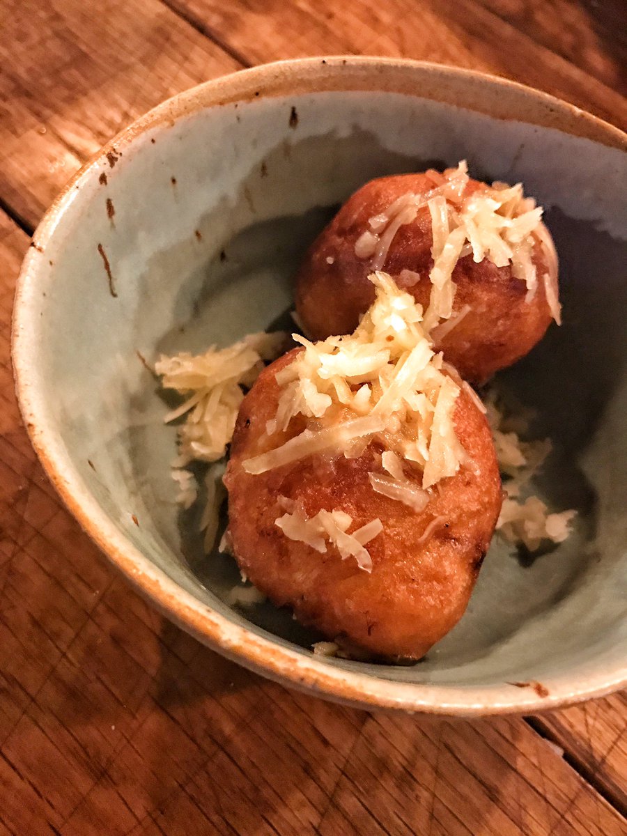 Pork belly doughnuts, Spenwood cheese. The Mash Inn. <a href="/MashInnBucks/">The Mash Inn</a>