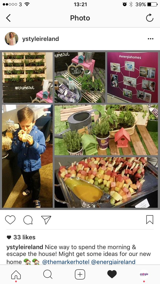 EnergiaEnergy's tweet photo. Well done to Yvonne @YStyleIreland for this lovely post of our #EnergiaHomes event which scooped a €400 voucher for a stay @themarkerhotel https://t.co/ypjxWTs9P7