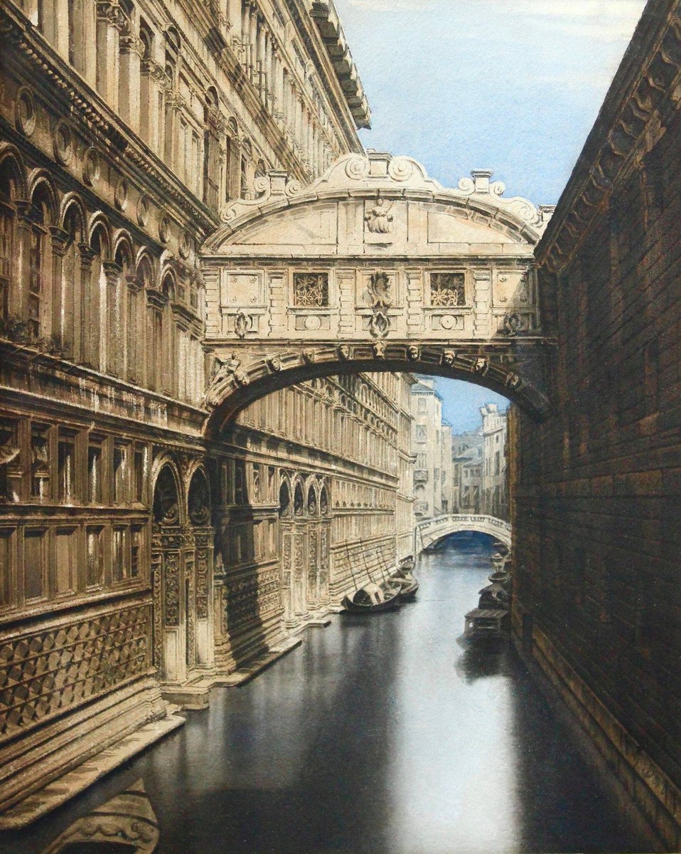 DailyArtApp's tweet photo. the Bridge of Sighs is made of white limestone, has windows with stone bars | Gustave Doré 1870 #Venice https://t.co/4ClFQyTg5k