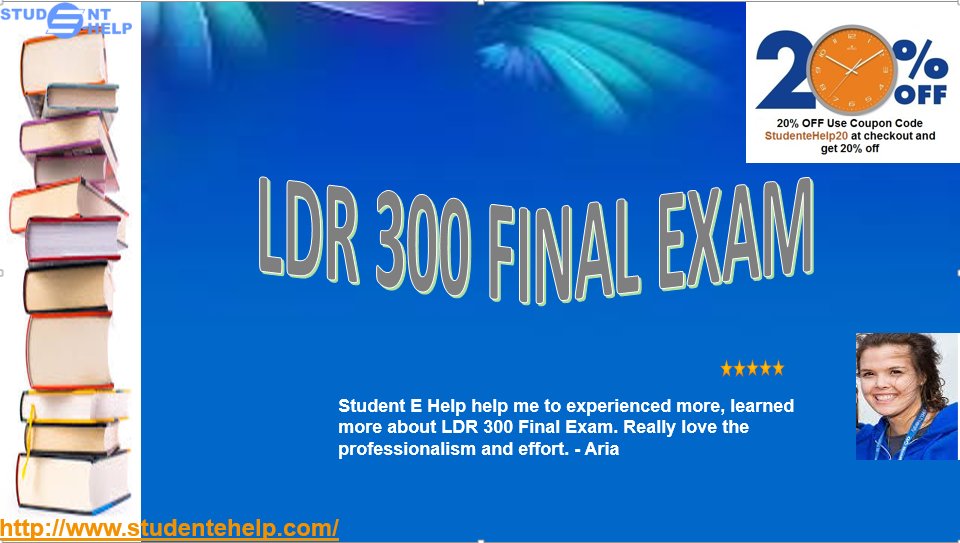 studentehelp81's tweet photo. LDR 300 Final Exam 30 Question For University of Phoenix Students - https://t.co/TZ8l90vT8A

#ldr300finalexam, #uopldr300finalexam @UOPX https://t.co/OAW5YGcSWj
