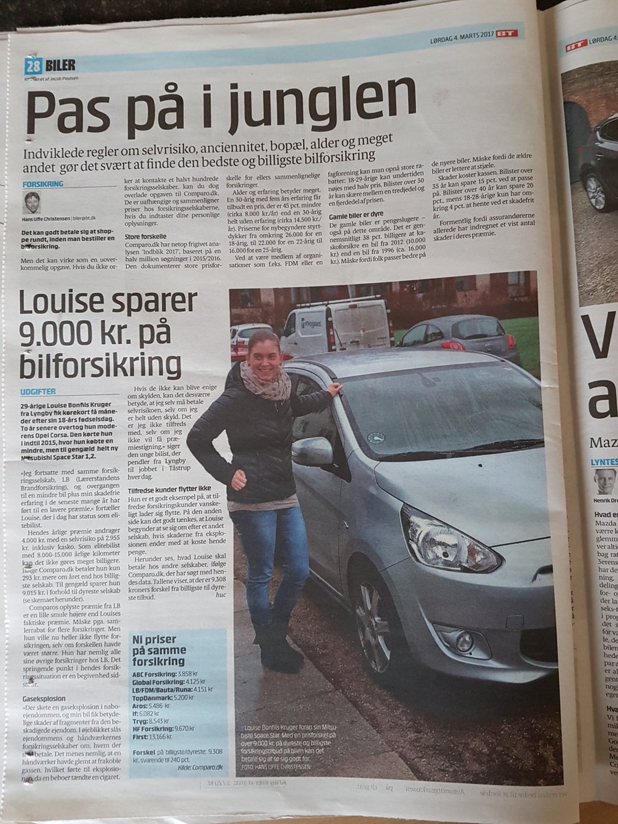 ComparoDK's tweet photo. "Pas på i junglen" - god artikel om #bilforsikring i @btdk Biler i dag, baseret på tal fra Comparo Indblik 2017: https://t.co/1VaOKmvZIR https://t.co/RCfydaoup9