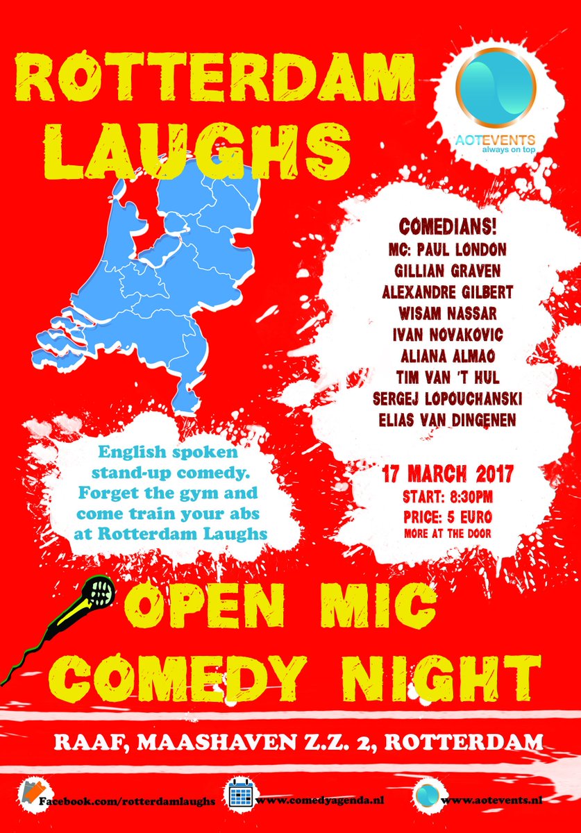 We have a line-up consisting of established names and new talent at #RotterdamLaughs on Friday, March 17! Tickets: tinyurl.com/comedyrotterdam