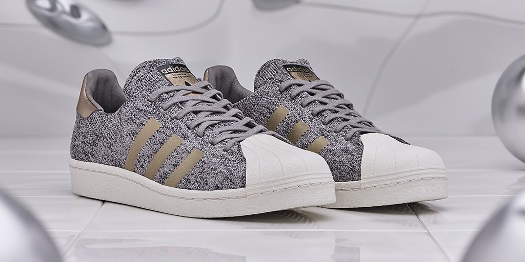 adidasUK's tweet photo. Primeknit, #BOOST and noble metals meet the shell-toe. #SUPERSTAR BOOST Noble Metal.  Drops March 10th. https://t.co/YZh4aOs2UF