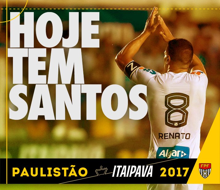 SantosFC's tweet photo. Hoje é dia de Clássico Alvinegro! #CORxSAN

🏆 Paulistão 2017
⚽️ Corinthians x Santos
📍 Arena Corinthians
⏰ 18h30 https://t.co/QtKc8ZtORE