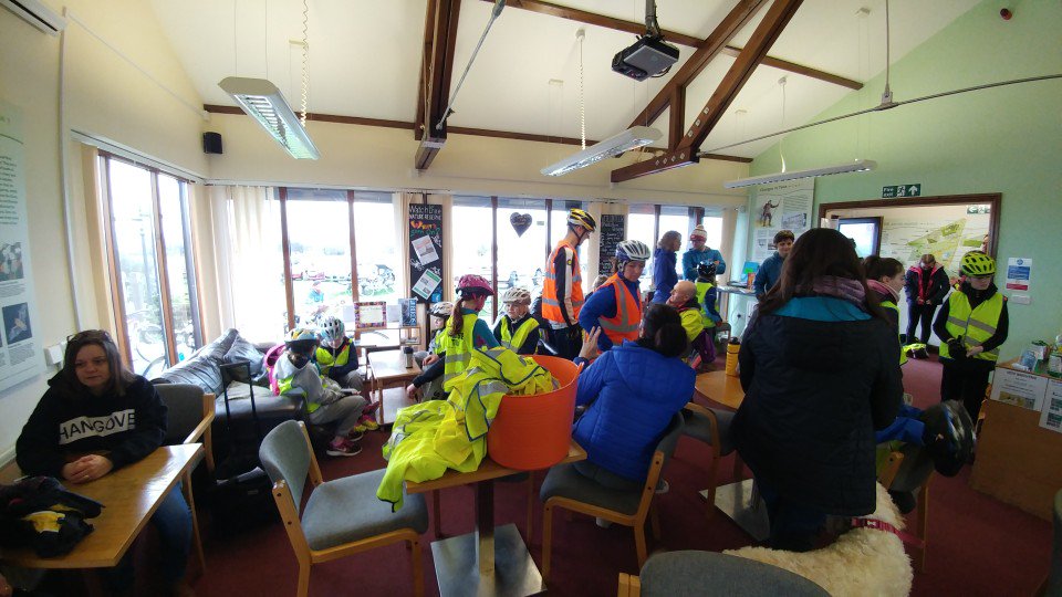 The chaos just before our cycle session! Good to see everyone dressed for the weather #RainAndSun