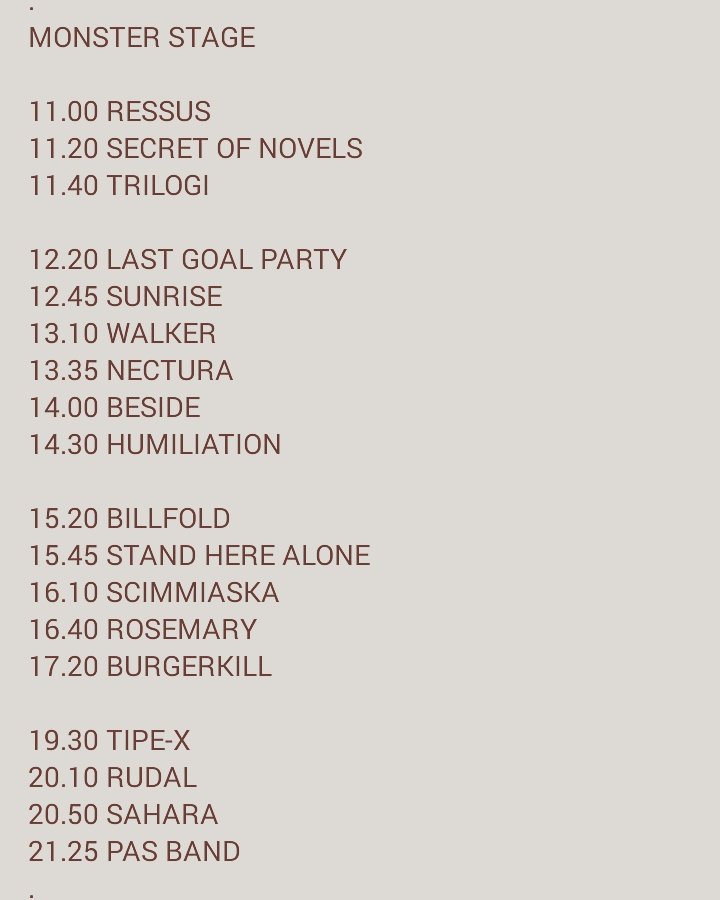 RUNDOWN MONSTER STAGE 
HELLPRINT BESOK ...