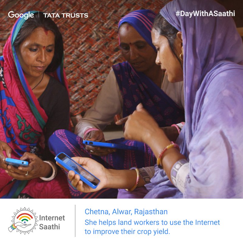 GoogleIndia's tweet photo. 60,000 villages have learnt about the Internet &amp; how it can open up multiple opportunities. #DayWithASaathi https://t.co/TMp1Hfspgu