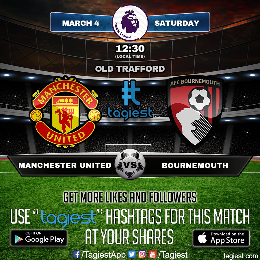 Tagiest's tweet photo. Match Day | Premier League #ManchesterUnited #Bournemouth #ManchesterUnitedVsBournemouth #Tagiest #TagiestApp #TagiestSoccer #PremierLeague https://t.co/lO3OtGPTpG