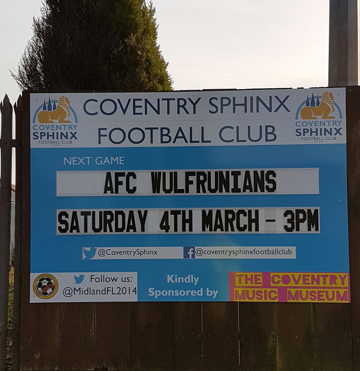 CoventrySphinx's tweet photo. Look out for our new Fixture Board when you enter Sphinx Drive for today's game. Thanks to @Readerboardsuk for the service https://t.co/4wlxsOgvz9